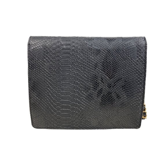 Elizabeth Grant Black Crossbody Purse Python Print Gold Chain Strap Sz S - NWOT - Picture 3 of 10